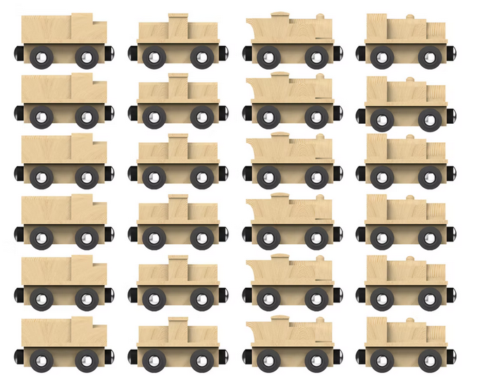 ORBRIUM® Toys 24 Pcs Unpainted Wooden Train Engines for Wooden Railway