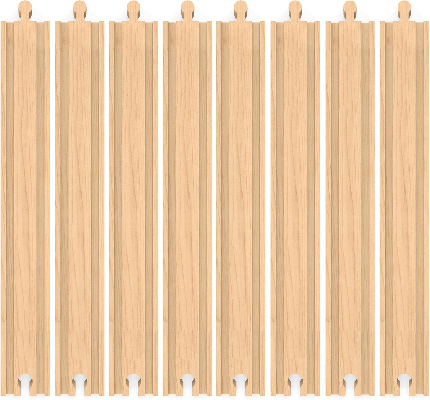 ORBRIUM® Toys Wooden Railway 12-inch Straight Tracks, Pack of 8