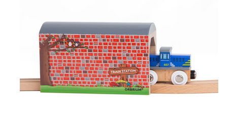 ORBRIUM® Toys All Wood Large Wooden Train Tunnel