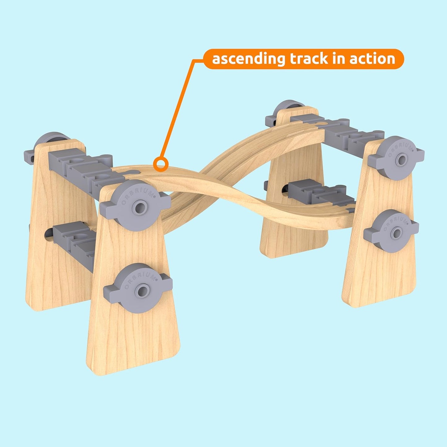 ORBRIUM® Toys Wooden Railway Ascending Tracks, Pack of 8