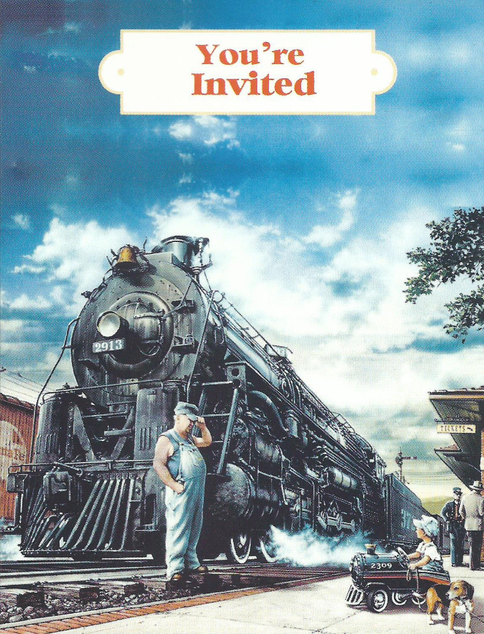 Whistle Stop Train Party Invitation Cards