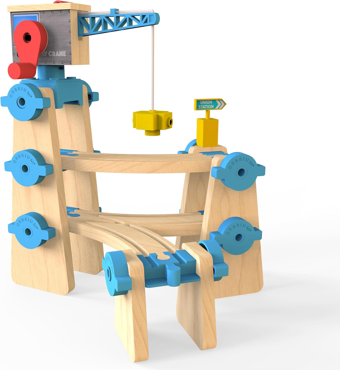 ORBRIUM® Toys 115 Pcs Ultimate Elevated Wooden Railway Construction Set- Expansion Pack #3