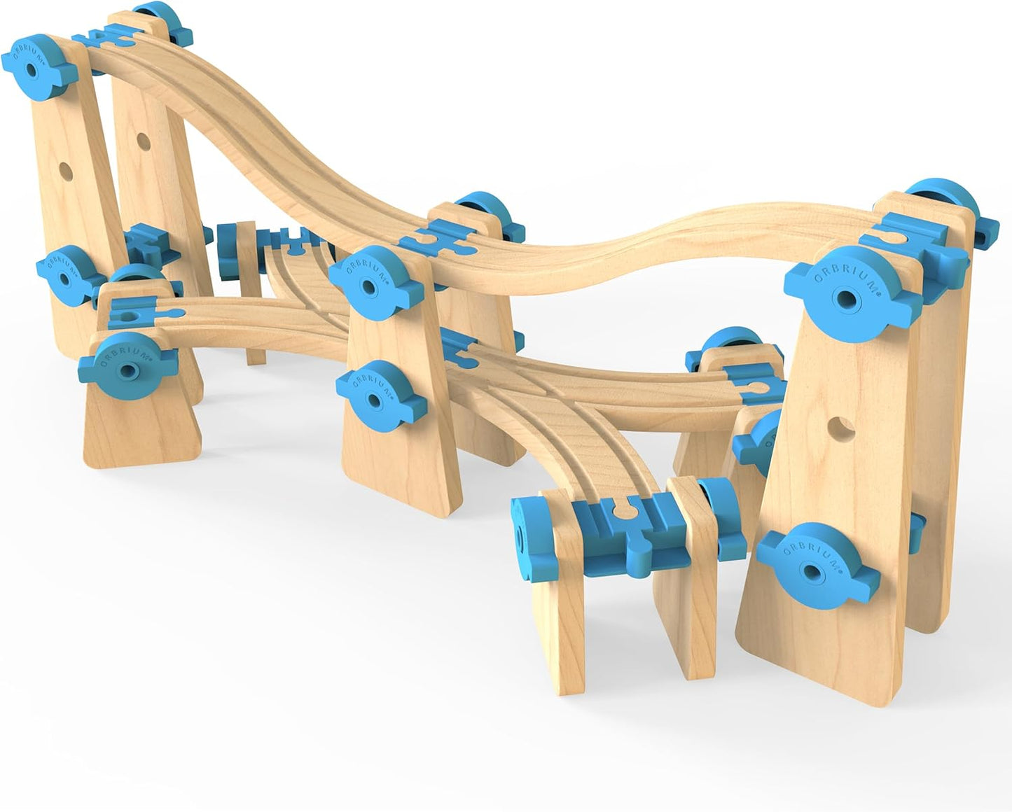 ORBRIUM® Toys 115 Pcs Ultimate Elevated Wooden Railway Construction Set- Expansion Pack #3