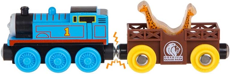 ORBRIUM® Toys 12 Pcs Wooden Engines & Train Cars Collection Set Featuring Animal, Farm, Safari, Zoo, Circus Animal Carriages