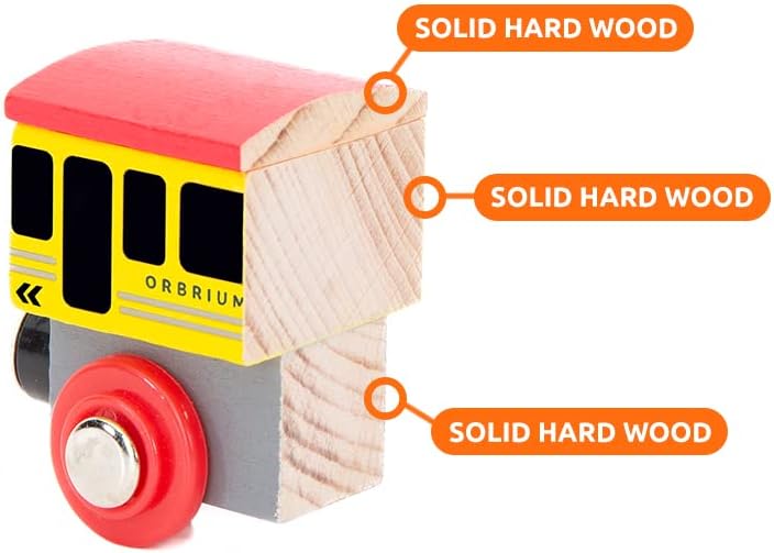 ORBRIUM® Toys 12 Pcs Wooden Engines and Train Cars Collection Set