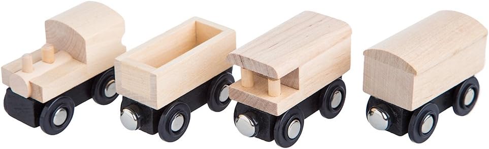 ORBRIUM® Toys Unpainted Wooden Train Cars