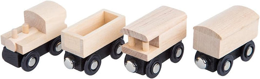 ORBRIUM® Toys Unpainted Wooden Train Cars