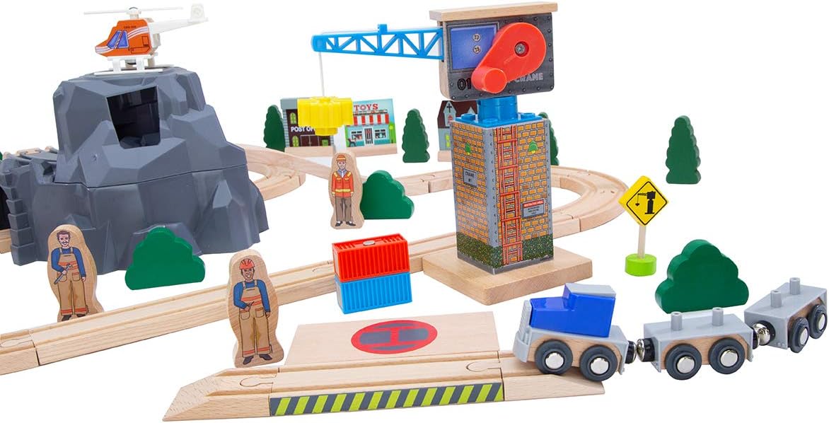ORBRIUM® Toys Lift and Load Wooden Train Set