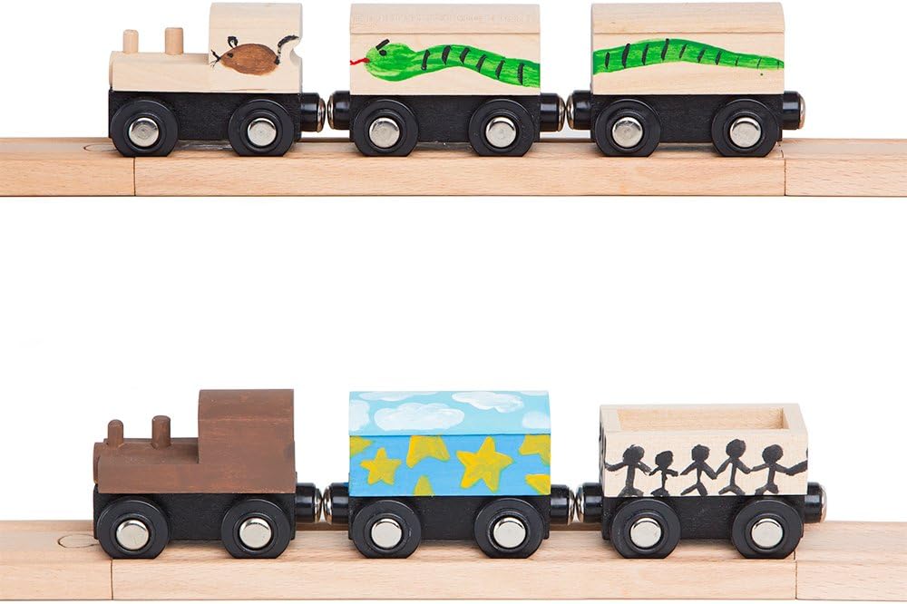 ORBRIUM® Toys Unpainted Wooden Train Cars