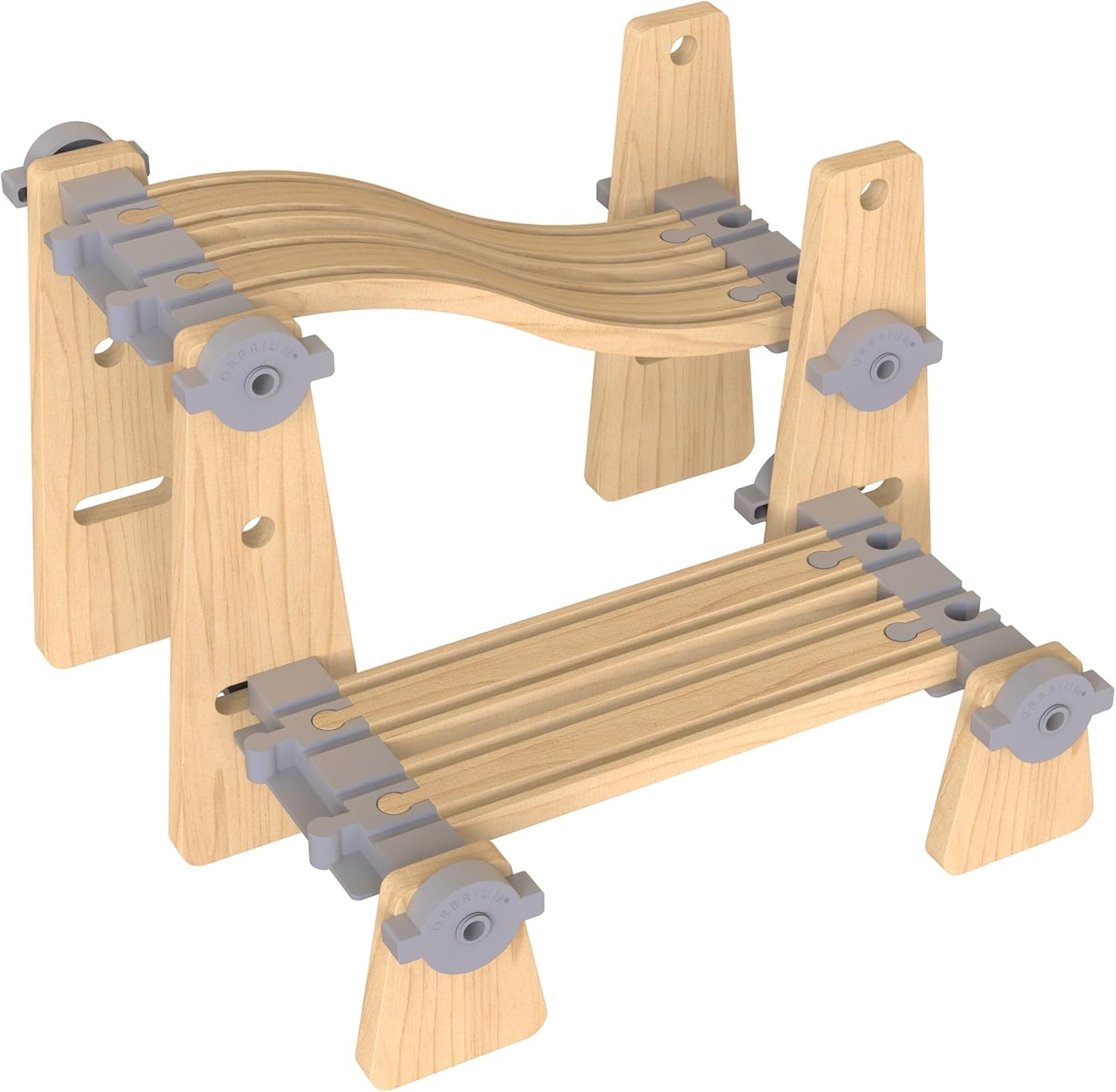 ORBRIUM® Toys 68 Pcs Ultimate Elevated Wooden Railway Construction Set- Expansion Pack #2