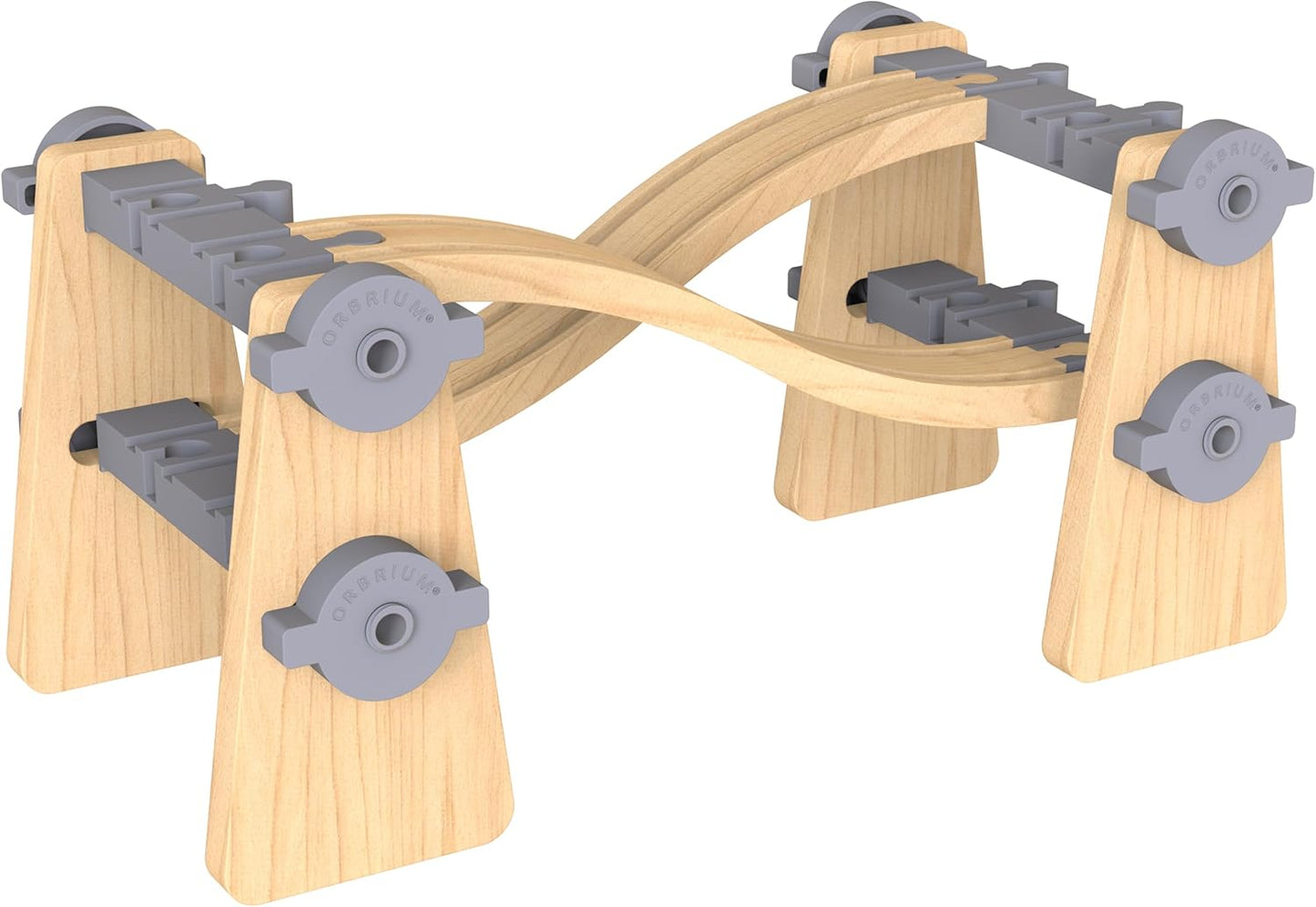 ORBRIUM® Toys 68 Pcs Ultimate Elevated Wooden Railway Construction Set- Expansion Pack #2
