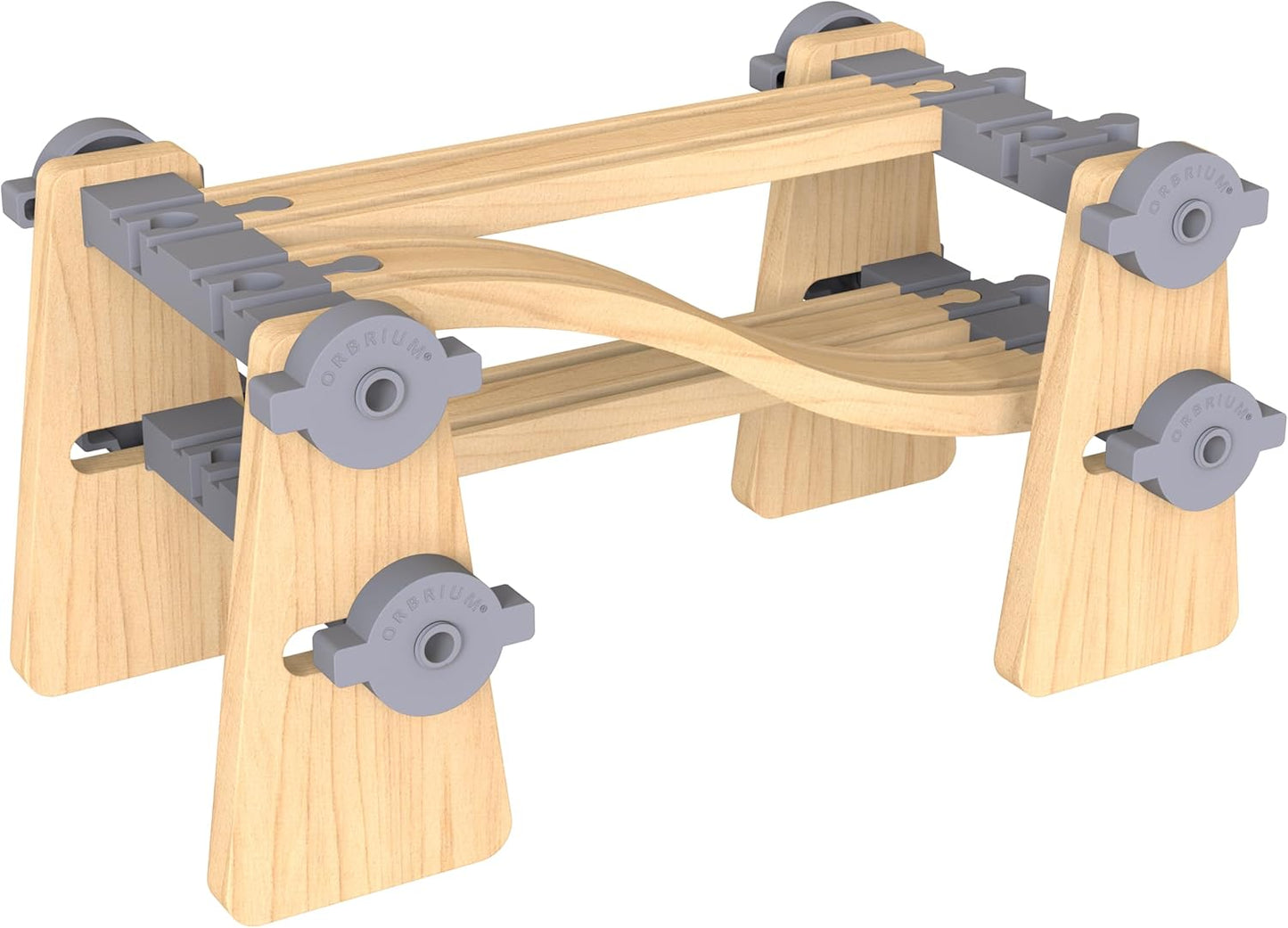 ORBRIUM® Toys 68 Pcs Ultimate Elevated Wooden Railway Construction Set- Expansion Pack #2