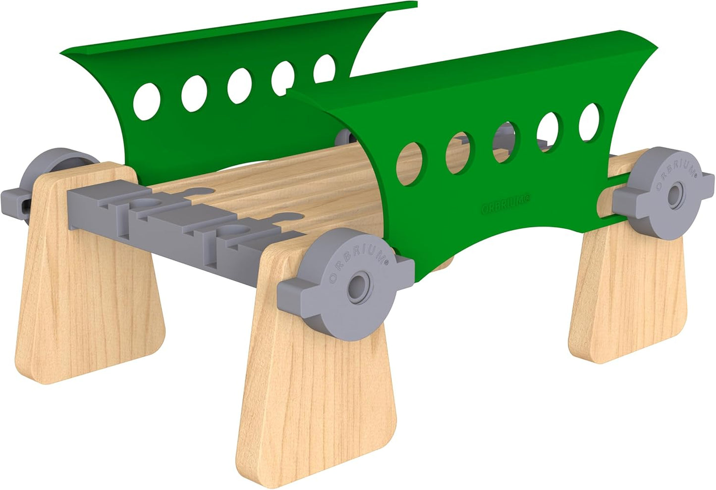 ORBRIUM® Toys 68 Pcs Ultimate Elevated Wooden Railway Construction Set- Expansion Pack #2