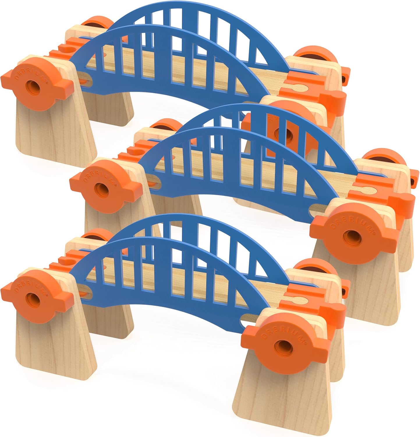 ORBRIUM® Toys 90 Pcs Ultimate Elevated Wooden Railway Construction Set