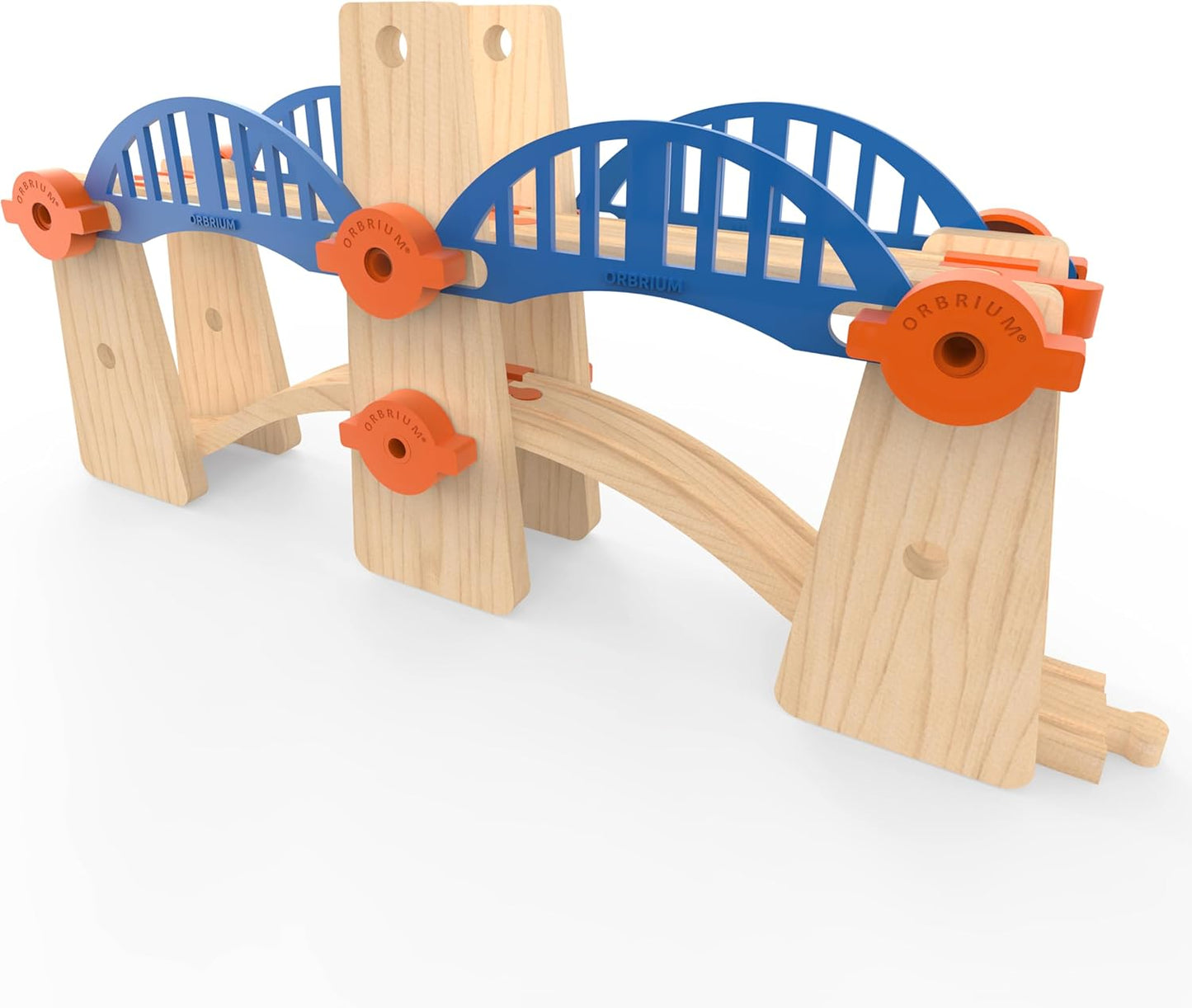 ORBRIUM® Toys 90 Pcs Ultimate Elevated Wooden Railway Construction Set