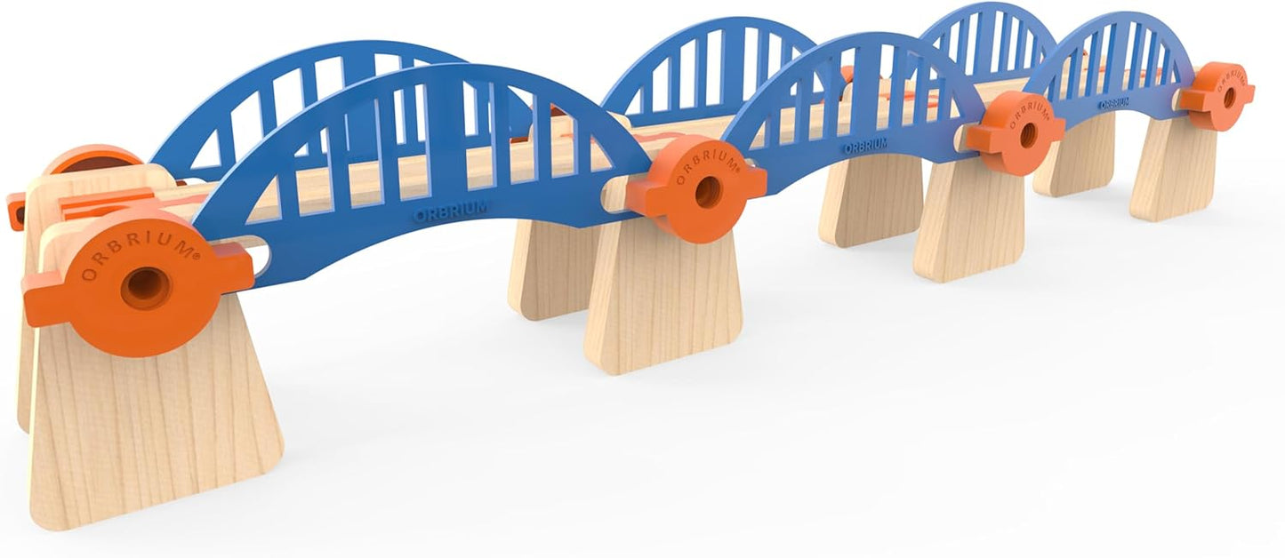 ORBRIUM® Toys 90 Pcs Ultimate Elevated Wooden Railway Construction Set