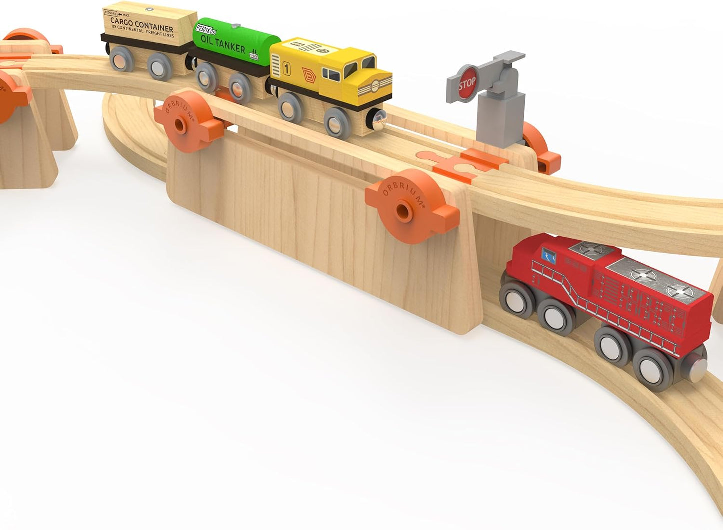 ORBRIUM® Toys 90 Pcs Ultimate Elevated Wooden Railway Construction Set