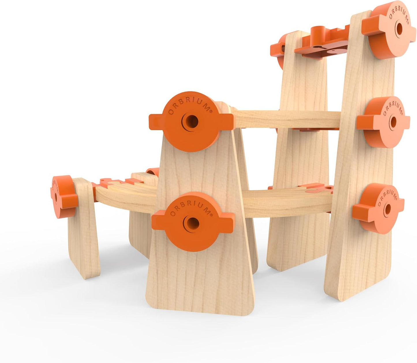ORBRIUM® Toys 90 Pcs Ultimate Elevated Wooden Railway Construction Set