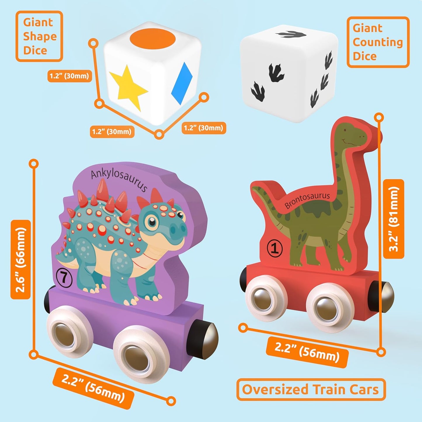 ORBRIUM® Toys 10 Pcs Dino Train Adventure Play-and-Pack Train Collection