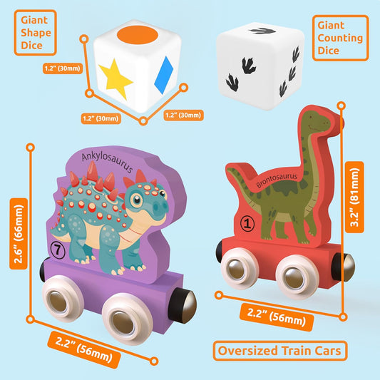 ORBRIUM® Toys 10 Pcs Dino Train Adventure Play-and-Pack Train Collection