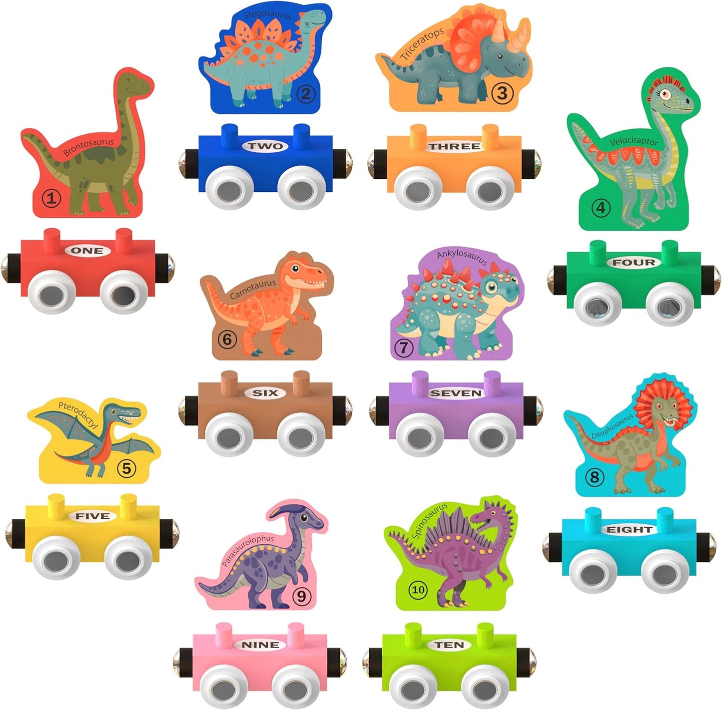 ORBRIUM® Toys 10 Pcs Dino Train Adventure Play-and-Pack Train Collection