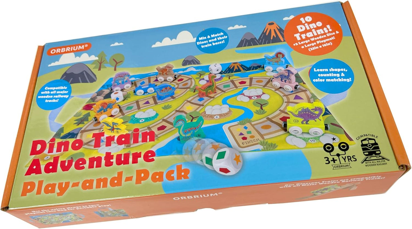 ORBRIUM® Toys 10 Pcs Dino Train Adventure Play-and-Pack Train Collection