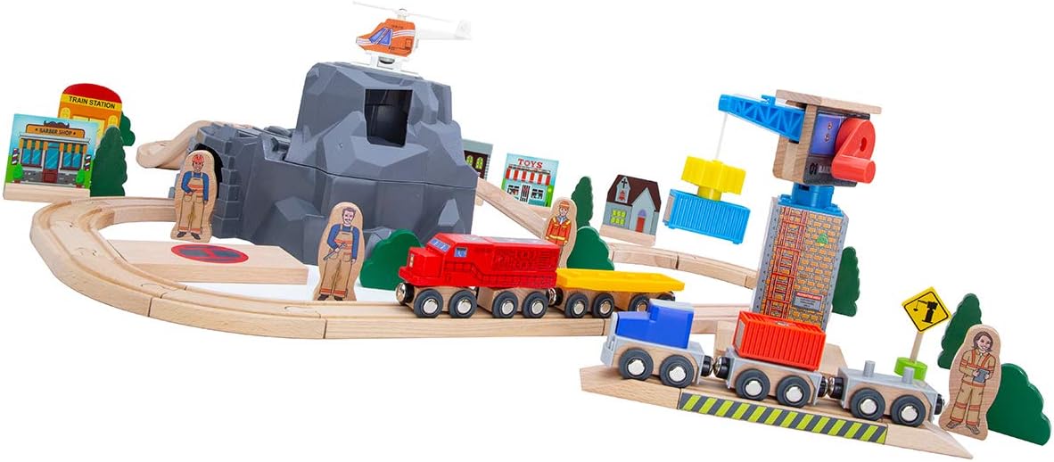ORBRIUM® Toys Lift and Load Wooden Train Set