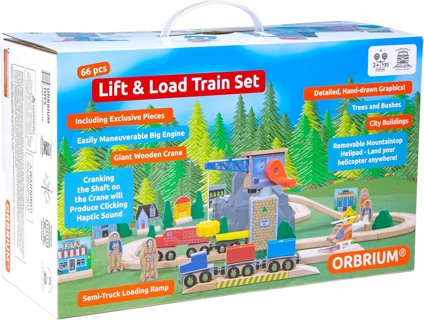 ORBRIUM® Toys Lift and Load Wooden Train Set