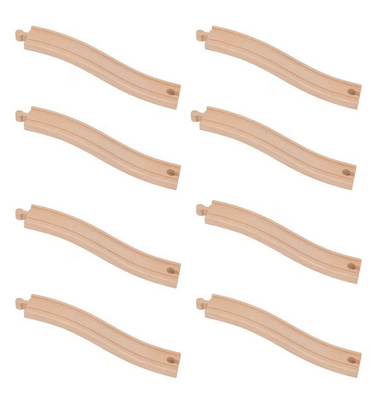 ORBRIUM® Toys Wooden Railway Ascending Tracks, Pack of 8