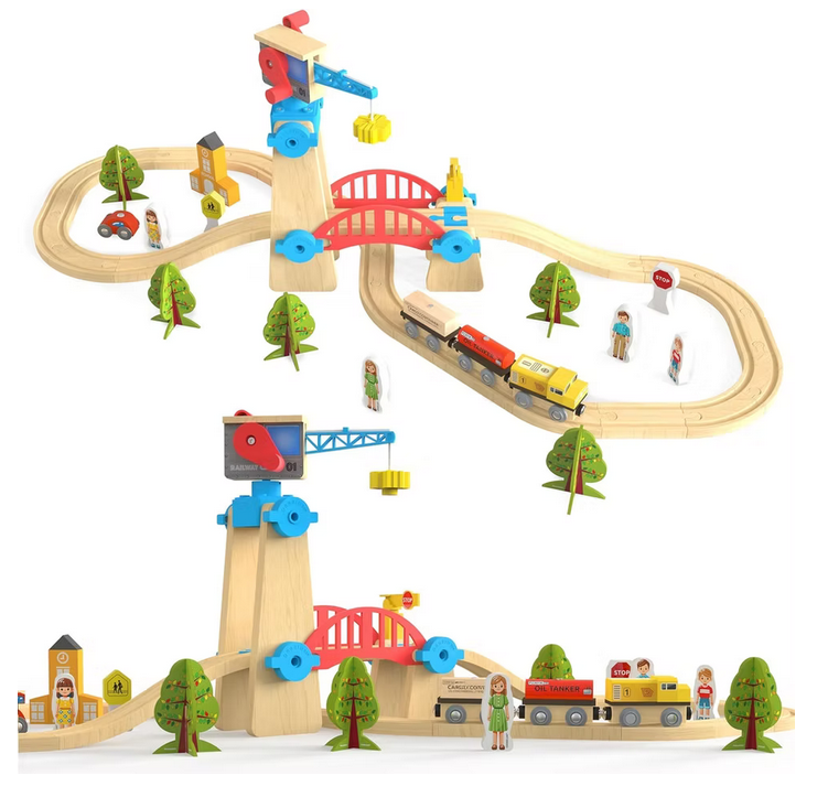 ORBRIUM® Toys Build & Play 65 Pcs Figure 8 Lift and Load Train Set