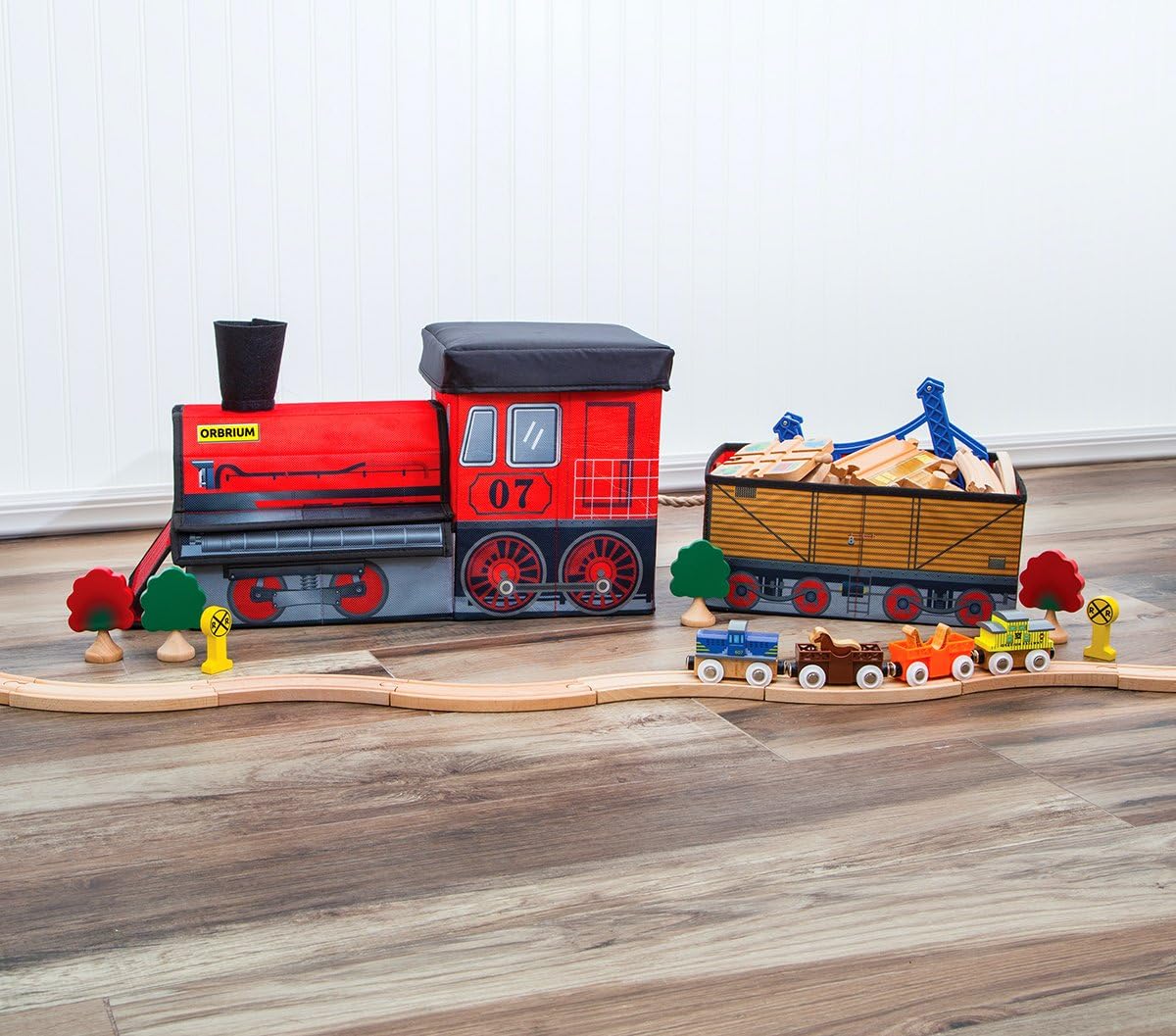 ORBRIUM® Toys Train-Shaped Collapsible Toy Storage Bin & Organizer