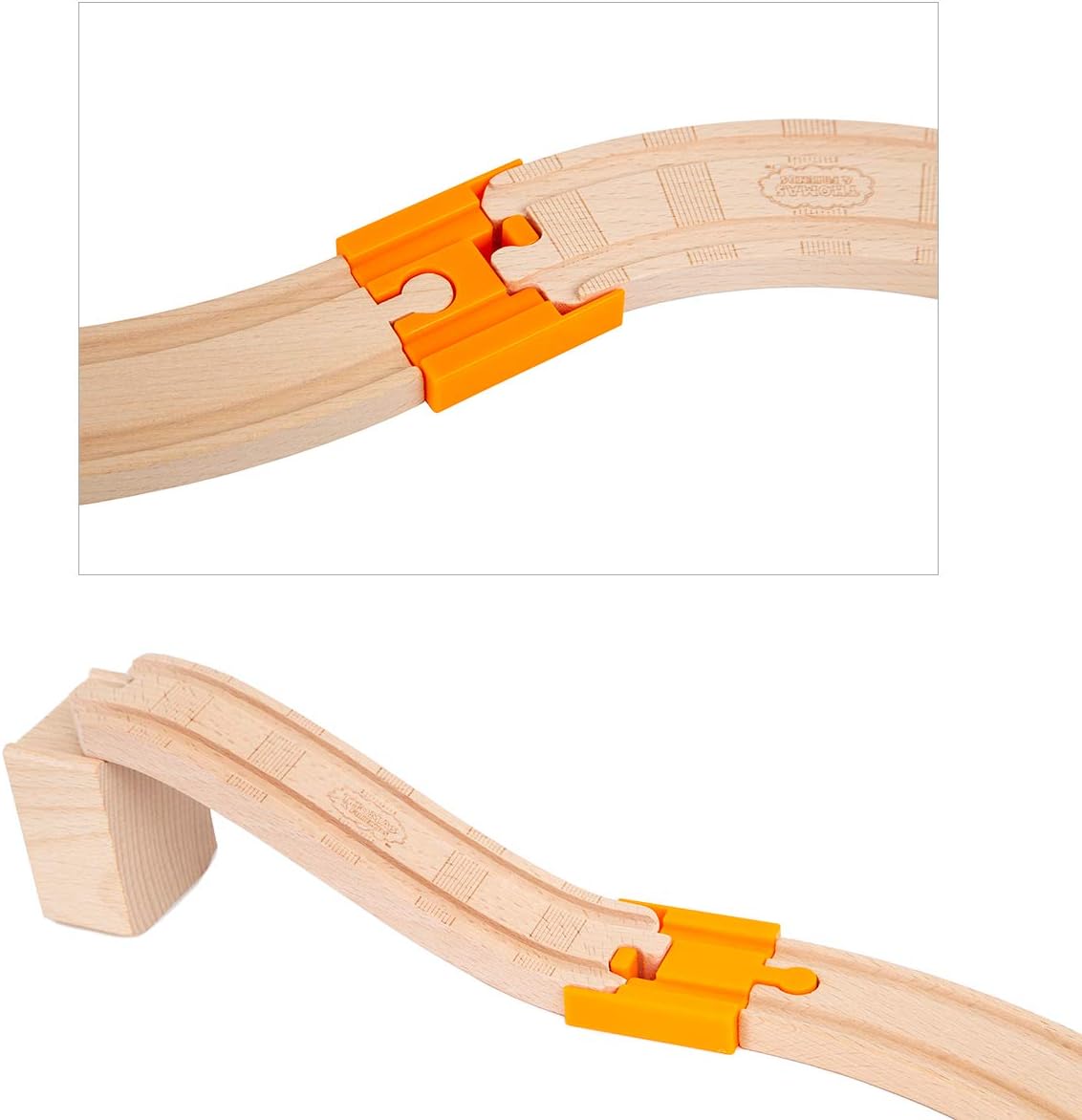ORBRIUM® Toys 8 Pcs Wooden Train Track, Male-Male & Female-Female Adapter Pack