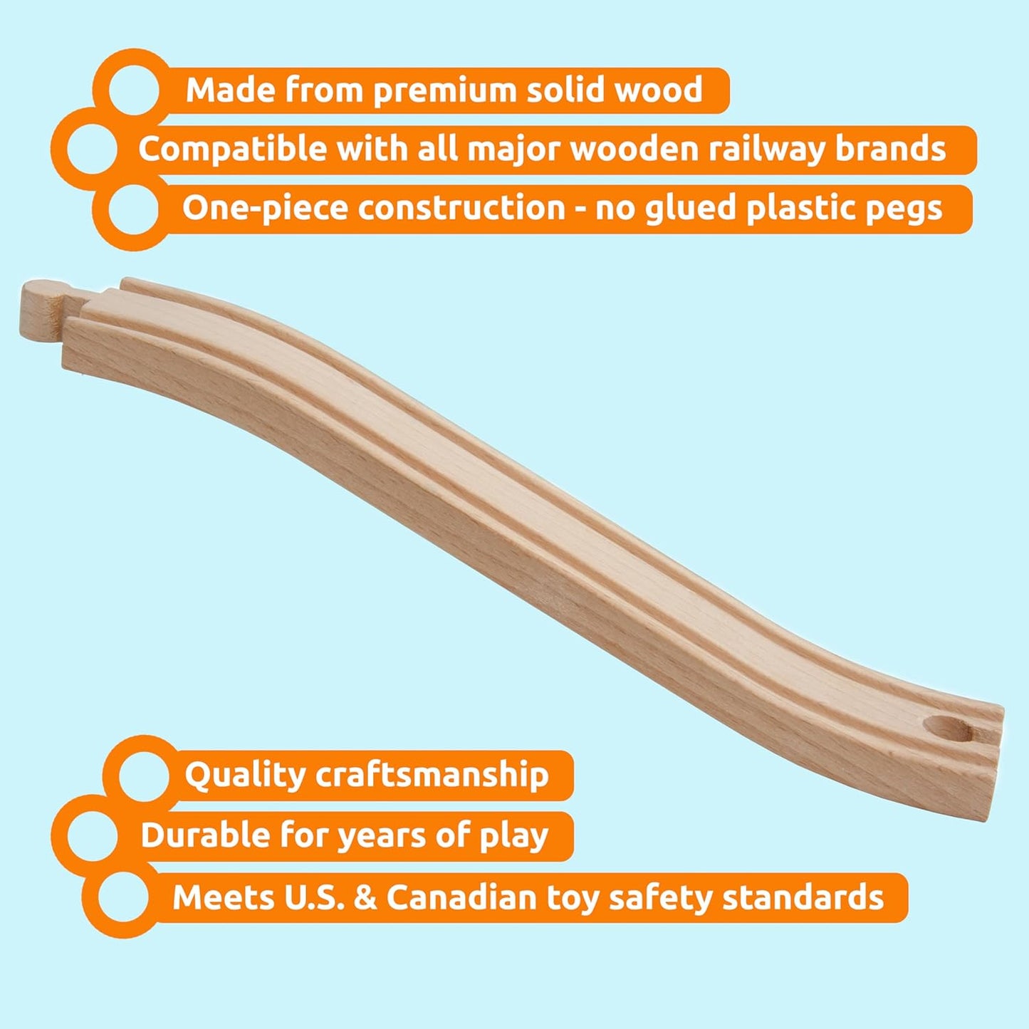 ORBRIUM® Toys Wooden Railway Ascending Tracks, Pack of 8