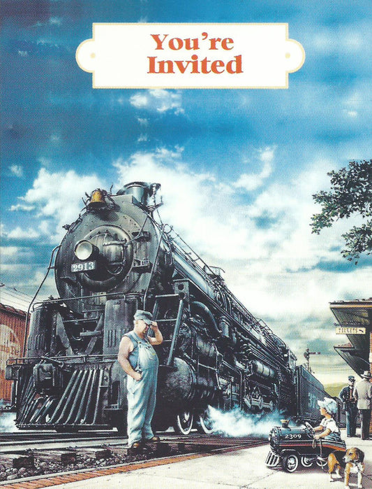Whistle Stop Train Party Invitation Cards